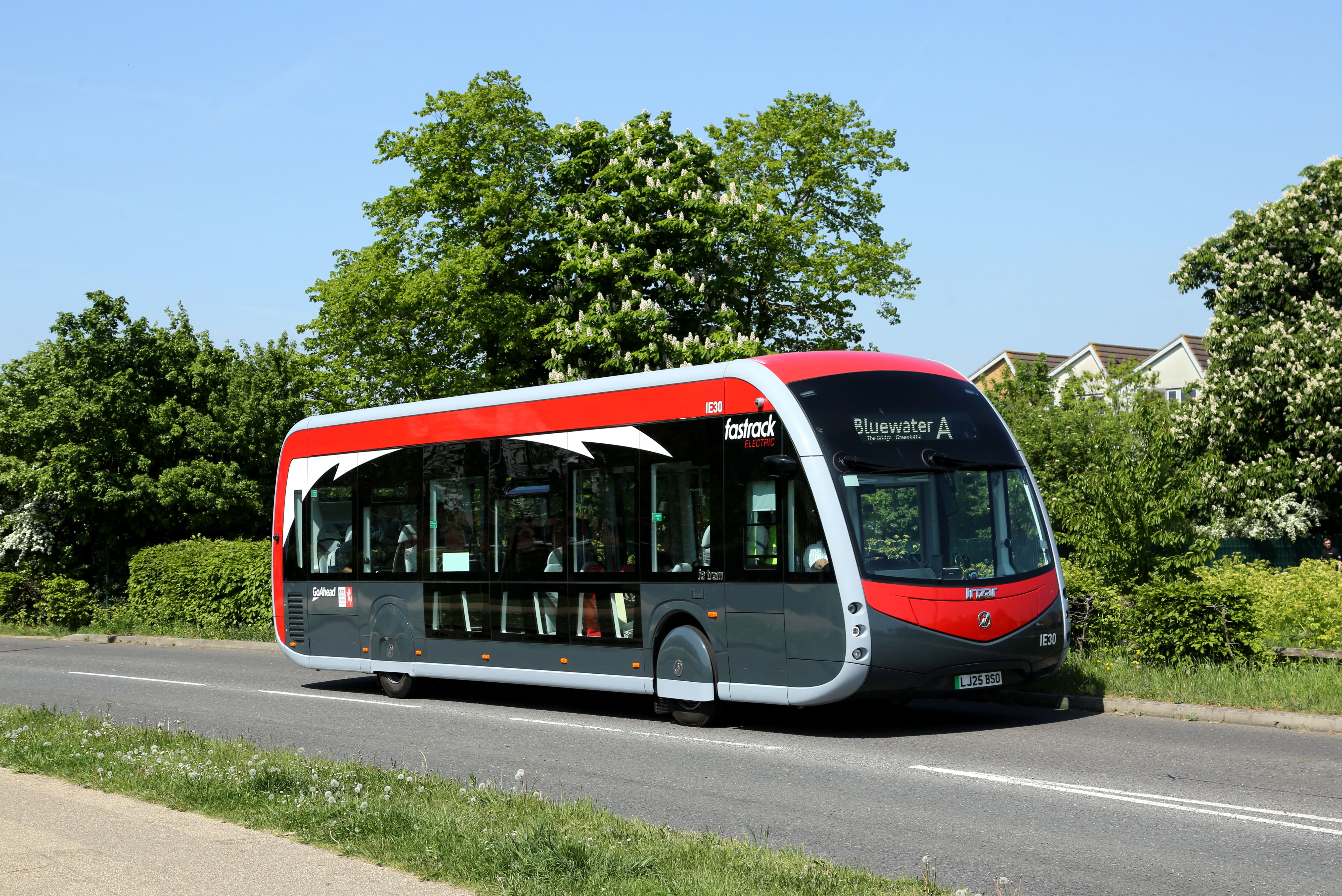 A Fastrack Thameside electric bus at The Bridge Estate, Dartford